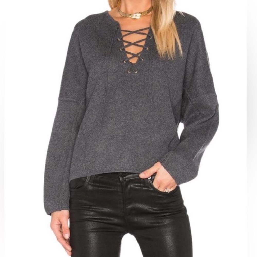 Vince Lace Cashmere Wool Blend Grey Sweater Women’s Size S